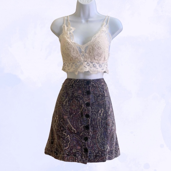 Multicolor Corduroy Button-Up Skirt - Picture 1 of 2